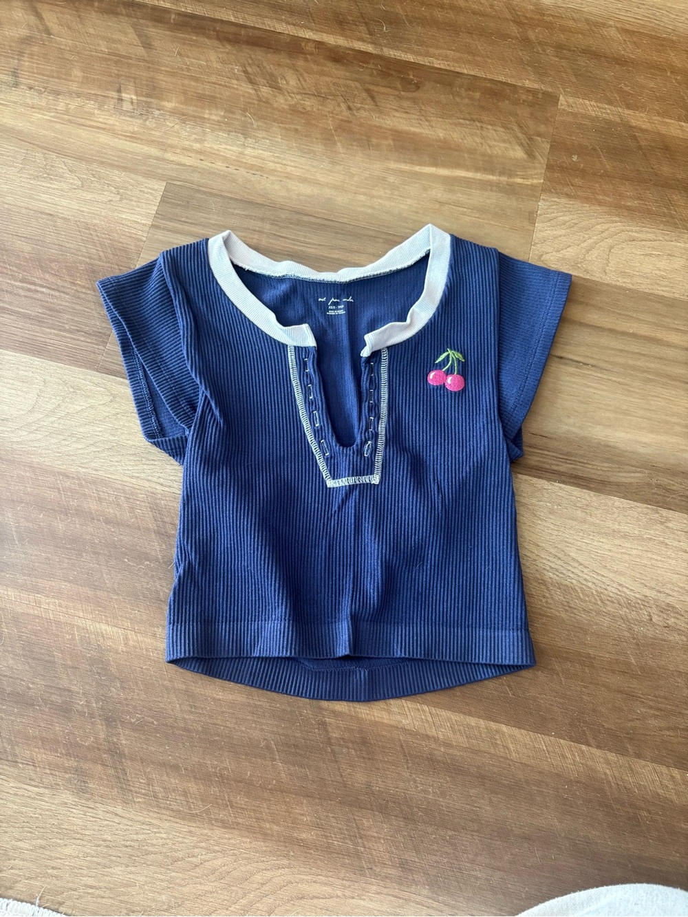 UO Out From Under Crop Top with Cherry Embroidery